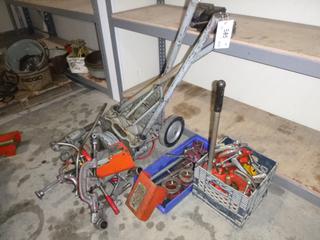 Ridgid Model 300-12 Pipe Threading Machine w/ Pipe Cutting Attached Die And Box of Accessories