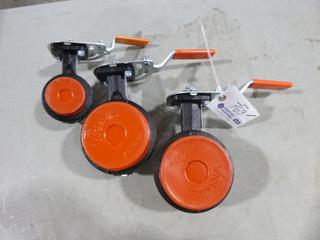 (2) Unused 2021 Victaulic 4 In. Butterfly Valves C/w (1) Unused 2021 Victaulic 2.5 In. Butterfly Valve