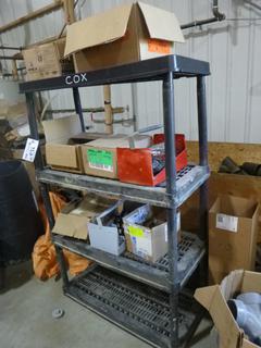 4-Tier Shelving Unit C/w Contents,  57 3/4 In. x 34.3 In. x 18 In.