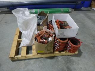 Qty of Victaulic Clamps and Flanges, Various Sizes C/w Box of Riser Clamps