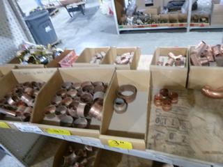 Qty of Assorted Size Copper Fittings And Pressure Valves