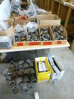 Qty of Steel Fittings, Caps, Elbows, Straights, T's / Joiners, Various Sizes