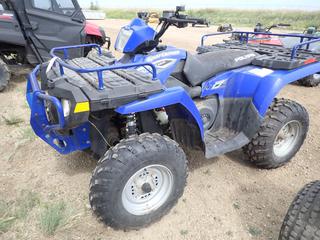 2006 Polaris Sportsman 500 H.O. Quad c/w On Demand AWD, Winch, Trailer Hitch Attachment, AT25x8-12 Front Tires, AT25x11-12 Rear Tires, Front and Back Rack, Showing 16,380 Kms, VIN 4XAMH50A36B700857