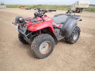 1997 Kawasaki KVF400A 4X4 Automatic Quad c/w Winch, 1 7/8 In. Ball Hitch, Front and Back Rack, AT25x8-12 Front Tires, 25x13.00-10 Rear Tires, Showing 3,002 Kms, VIN JKAVFKA15VB503097