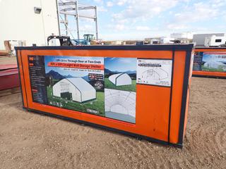 Unused TMG-ST3050 30 Ft. x 50 Ft. Straight Wall Peak Ceiling Storage Shelter w/ Heavy Duty Cover and Drive Through Doors