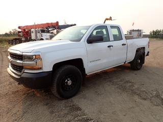 2017 Chevrolet Silverado 1500 4X4 Crew Cab Pickup c/w 4.3L V6, A/T, A/C, Challenger Tool Box, Spray In Box Liner, 265/70R17 Tires at 80%, Showing 95,442 Kms, VIN 1GCVKNEHXHZ386980 *Note: Slight Damage To Rear Drivers Fender*