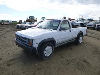 1989 Dodge Dakota Sport Single Cab Pickup c/w 3.9L V6, 5 Speed Manual, P235/75R15 Tires, Showing 273,823 Kms, VIN 1B7FL66X9KS046197 *Note: Turns Over, Does Not Start*