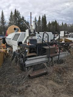 Located Offsite - Ingersoll Rand Fortress Allatt 750P Crawler Asphalt Paver, SN 5968003, Showing 1,634 Hours  *Note: Buyer Responsible For Load Out, Runs But Does Not Move Per Owner*   **Major Equipment Dispersal For Skoreyko Crushing Ltd.**   Located Near Caslan, AB  For More Info Contact Connor @ 780-218-4493