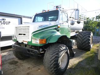 **LOCATED OFFSITE** 1990 International 4900 Hydroseeder W/ Float Tires, Easy-Rider Turbo, Navistar 0210F Motor, Automatic Transmission, PTO, Float Tires, Air Brakes, Leaf Suspension, 102569 Miles, 566 Hrs, VIN: 1HTSDTVN3LH234757 *Note: Buyer Responsible For Loadout, This Item Is Located @ 7261 18ST NW, For More Info Contact Chris @ 587-340-9961* 