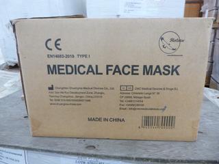 **LOCATED OFFSITE** (20 Boxes) Medical Facemask, 3 Layers, BFE ≥ 95%, Approx. 2000 Pcs/Box *Note: Buyer Responsible For Loadout, This Item Is Located @ 7261 18ST NW, For More Info Contact Chris @ 587-340-9961*