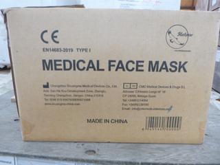 **LOCATED OFFSITE** (20 Boxes) Medical Facemask, 3 Layers, BFE ≥ 95%, Approx. 2000 Pcs/Box *Note: Buyer Responsible For Loadout, This Item Is Located @ 7261 18ST NW, For More Info Contact Chris @ 587-340-9961*