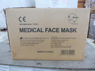 **LOCATED OFFSITE** (20 Boxes) Medical Facemask, 3 Layers, BFE ≥ 95%, Approx. 2000 Pcs/Box *Note: Buyer Responsible For Loadout, This Item Is Located @ 7261 18ST NW, For More Info Contact Chris @ 587-340-9961*