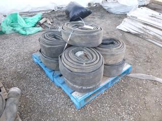 **LOCATED OFFSITE** (9 Pcs) Greenline 4in. Rubber Lay-Flat Hose, 150 Psi, Approx. 50ft, Model: G1372-400 *Note: Buyer Responsible For Loadout, This Item Is Located @ 7261 18ST NW, For More Info Contact Chris @ 587-340-9961*