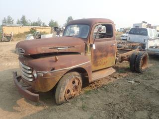 Mercury M-105 4X2 Pickup c/w 9P-352 Engine, Manual Transmission, Hydraulic Hoist, 7.00-20 Tires, Showing 40,833 Miles, VIN 0H81H49-11673 *Note: Running Condition Unknown* **Located Offsite at 21220-107 Avenue NW, Edmonton, For More Information Contact Richard at 780-222-8309**