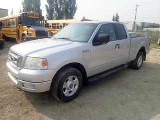 2004 Ford F-150 STX Extended Cab 4X4 Pickup c/w 5.4L Triton, A/T, A/C, Delta Checker Plate Truck Box, P255/70R17 Tires, Spare Tire, Showing 211,190 Kms, VIN  1FTRX14W54NA70108 *Note: Running Condition Unknown, Transmission Issues, Driver Side Mirror Damaged, Missing 1 Wiper, Windshield Cracked, Minor Rust* **Located Offsite at 21220-107 Avenue NW, Edmonton, For More Information Contact Richard at 780-222-8309**