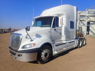 2013 International Prostar +122 6X4 Truck Tractor c/w 12.4L Maxxforce 450 HP Diesel, A/T, A/C, Sliding 5th Wheel Hitch, Model A450MT Engine, Showing 16,035 Hrs, Storage Cabinet, 11R22.5 Tires, Front 13,220 LB., Rear 40,000 Lb., 250 In W/B, 64 In. Sleeper, Showing 975,487 Kms, VIN 3HSDJSJR2DN368904 *Note: Engine Light On, Carfax In Documents Tab*