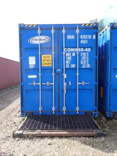 40ft Skid Mtd. High Cube Storage Container C/w 46ft Skid *Note: Contents Not Included, Buyer Responsible For Loadout*