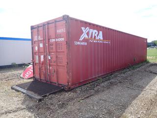 40ft Skid Mtd. Storage Container C/w 46ft Skid *Note: Contents Not Included, Buyer Responsible For Loadout*