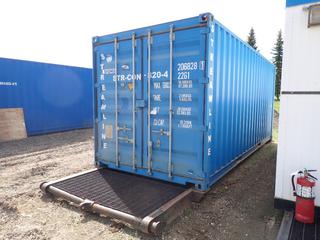 20ft Skid Mtd. Storage Container C/w 26ft Skid, Shelving And Power *Note: Buyer Responsible For Loadout*