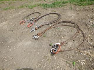 (2) 3-Leg Wire Rope Bridle Slings C/w (1) 4-Leg Wire Rope Bridle Sling w/ Hooks