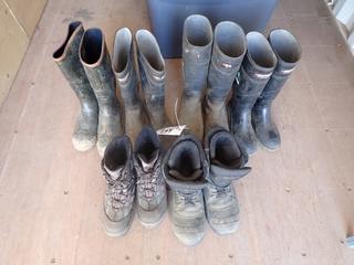 Qty Of Assorted Size Steel Toe And Rubber Boots