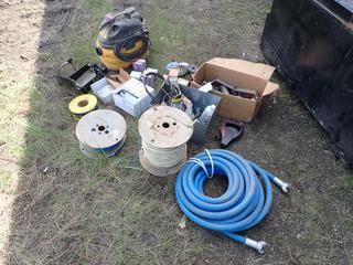 Qty Of Air Hose, Ear Plugs, Nuts, Bolts, Measuring Tape, V-Belts, Caution Tape And Assorted Supplies