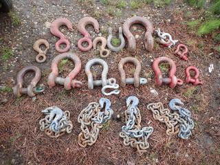 Qty Of Assorted Shackles C/w Hooks And Chains