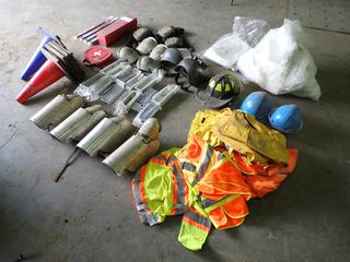 Qty Of Faceshields, Safety Vests, Knee Pads, Triangle Flare Kit, Hard Hats, Trico HD 16in Wipers, Pylons, Disposable Coveralls And Toe Guards