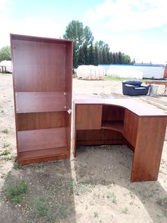 42in X 42in X 36in Corner Desk Top C/w 31 1/2in X 14in X 6ft Book Shelf