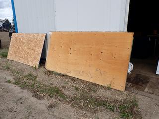 (2) Pieces Of 3/8in Plywood C/w (3) Pieces Of 3/8in OSB Board