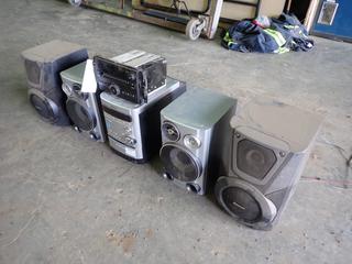 Sony Stereo System C/w Sony Speaker System, Panasonic Speaker System And Delphi Car Radio