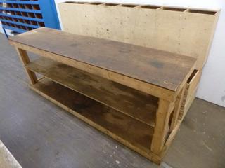 Wood Work Bench C/w (3) Wood Bolt Bins *Note: Buyer Responsible For Loadout*