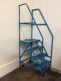 Blue Wheeled 4 Step Ladder