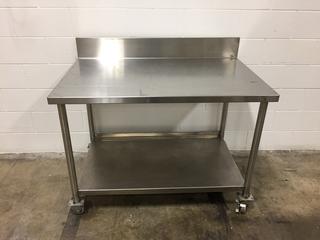 Rolling Stainless Steel Prep Table, 48 In L x 30 In W x 34 In H c/w (4) Bins.