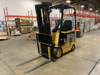 2006 Daewoo BC20SC 36V Electric Forklift, 3100 Lbs. Capacity c/w Three Stage Mast, Full Free Lift Carriage, Side Shift, 42in Forks, 18x17x12.12 Front / 14x5x10 Rear Solid Tires, Battery Charger, Showing 3463 Hours, S/N FA-00107.