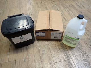 Box of Econosafe 6400 Compostable Bags *Opened*, EcoLab Liquid K Foaming Agent *Opened*.