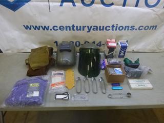 (1) Welding Jacket and Sleeves, Qty of Unused Strikers and Goggles, Qty of Welding Lenses (A-2)