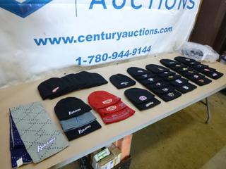 Assorted NHL And Bud Light Toques, Budweiser And Super Bowl XLIV Toques, Kokanee Toques And Scarves (G-2)