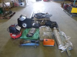 Qty of Misc. Items Includes 120V Husky Air Compressor, Car Jack, 8 In. Sub Woofer, 10 Ft. x 10 Ft. Tent, Large Tarp and More (J-5-1)