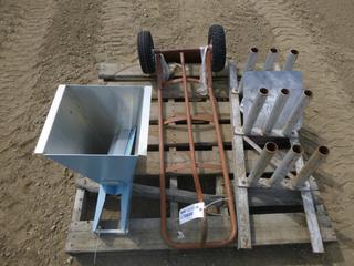 Hopper, Hand Truck and Hose Rack