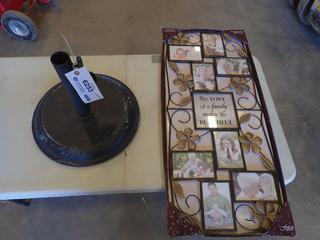 15 lb. Umbrella Base w/ Wrought Iron Family Wall Collage Picture Frame  (G-1)