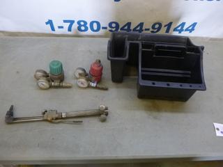 Oxygen and Acetylene Gauges, Torch and Small Tool Box (D-2)