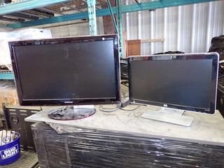 (1) 27 In. Samsung P2770FH Monitor w/ Power Cord, (1) 19 In. HP W1858 Monitor w/ Power Cord (T-1-1)