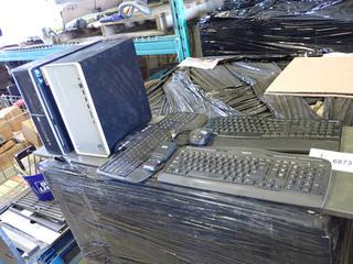 (2) Logitech Keyboards, (1) Microsoft Keyboard w/ HP USB Graphics Adapter / Mouse, (2) HP Desk Top Towers (T-4-1)
