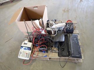 Qty of Office Supplies Includes Keyboards, Electronic Adding Machine, Assortment of Cords and Other Items  (W22)