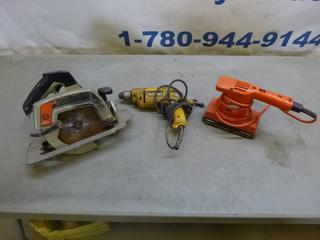 Black & Decker 7 1/4 In. Circular Saw, DeWalt 3/8 In. Electric Drill, Black & Decker Sander / Polisher (E-2)