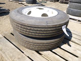 (2) Unused Samson GL283A 8R19.5 Tires on 8-Bolt Rims