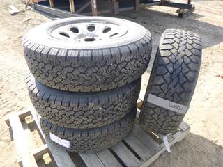 (3) BF Goodrich Rugged Trail T/A LT245/75R17  Tires, (1) GT Radial Adventuro A/T LT245/70R17 Tire, (4) 6-Bolt Rims (C-2)