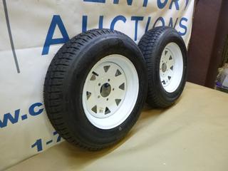 (2) Unused ST205/75D14 Trailer Tires, 5-Bolt Pattern, 1,764 Lbs. Capacity