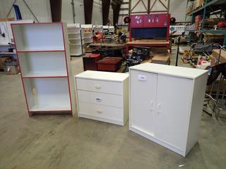 3-Drawer Dresser, 2-Door Cabinet, 3-Tier Bookshelf (K53)